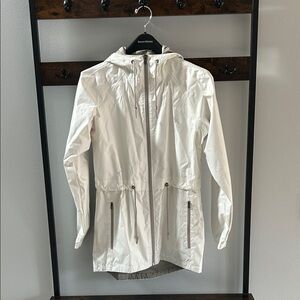 Columbia Sportswear Cream Hooded Waterproof Utility Rain Jacket / Wind Breaker